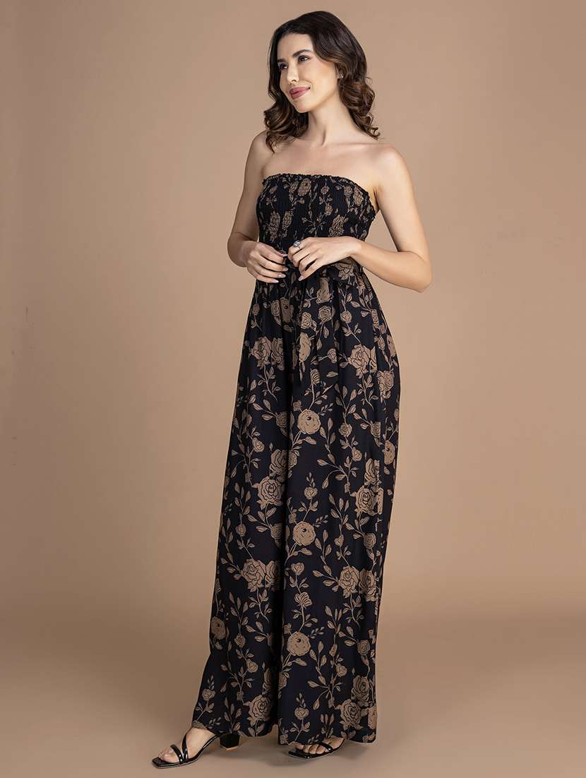 women printed smocked detailed full length jumpsuit - 21748930 -  Standard Image - 3