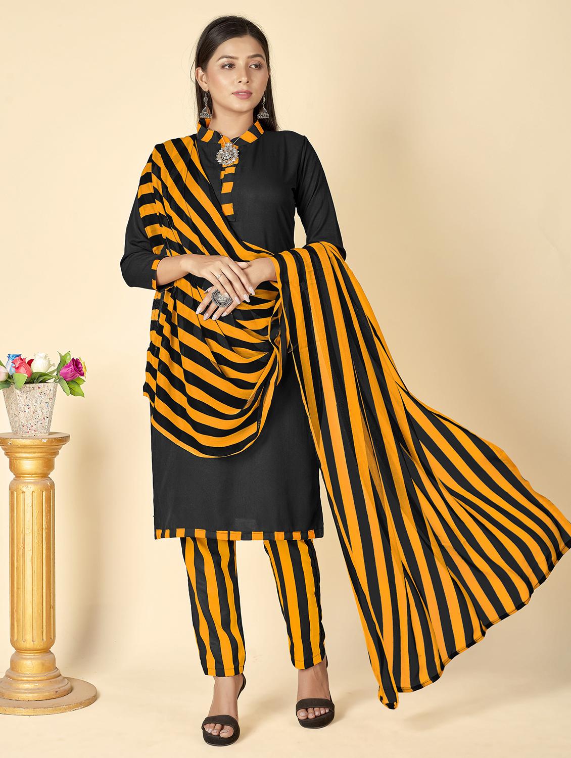 women solid unstitched suit set