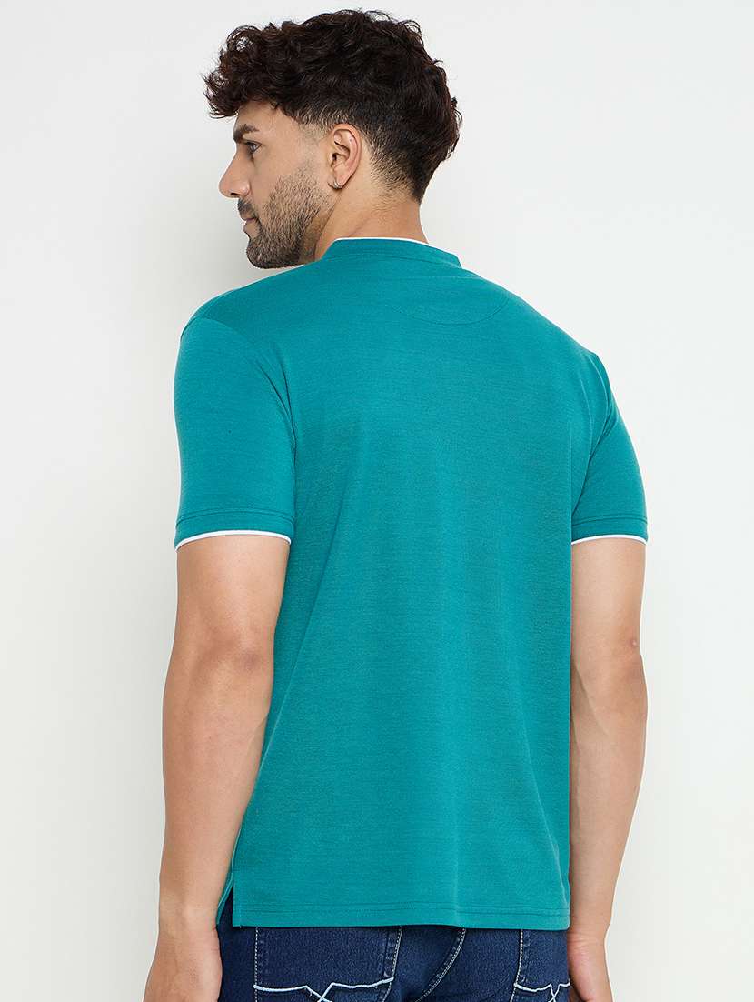 men solid mandarin neck slim fit t-shirt - 21749668 -  Standard Image - 3