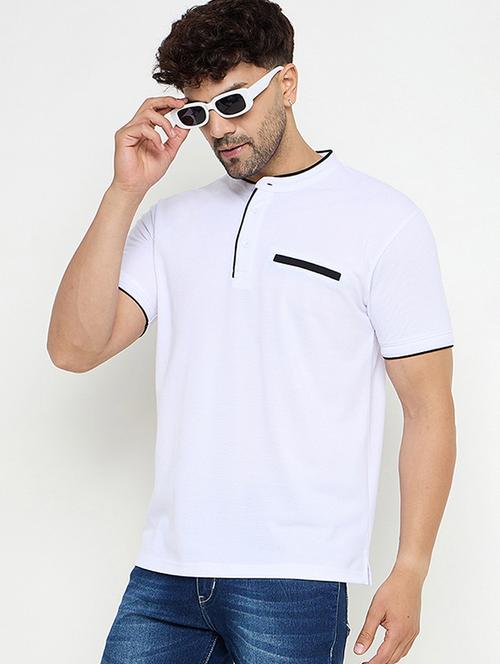 men solid mandarin neck slim fit t-shirt - 21749669 -  Standard Image - 0