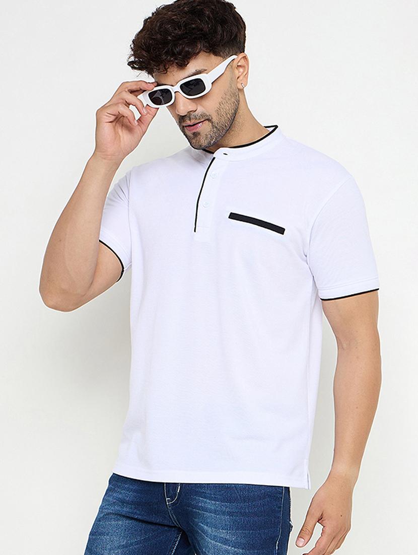 men solid mandarin neck slim fit t-shirt - 21749669 -  Zoom Image - 0