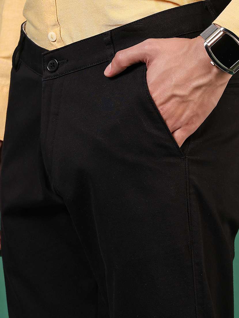 men solid mid rise casual chinos - 21749675 - Standard Image - 5