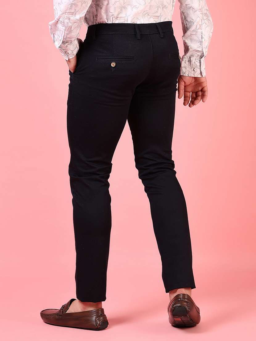 men solid mid rise casual chinos - 21749679 -  Standard Image - 3