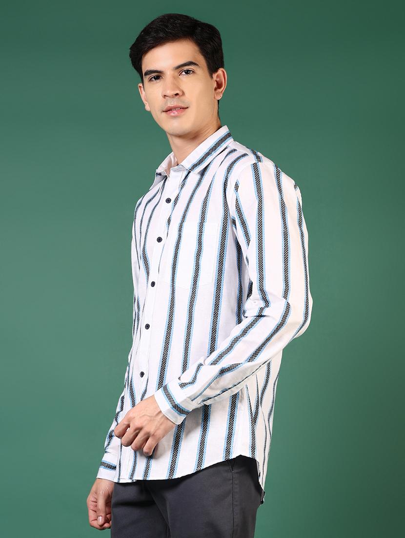 men striped long sleeve regular fit casual shirt - 21749723 - Standard Image - 3