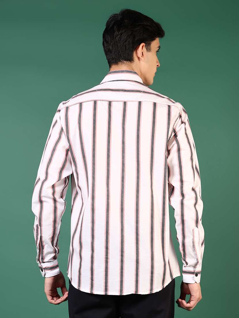 men striped long sleeve regular fit casual shirt - 21749725 -  Standard Image - 3