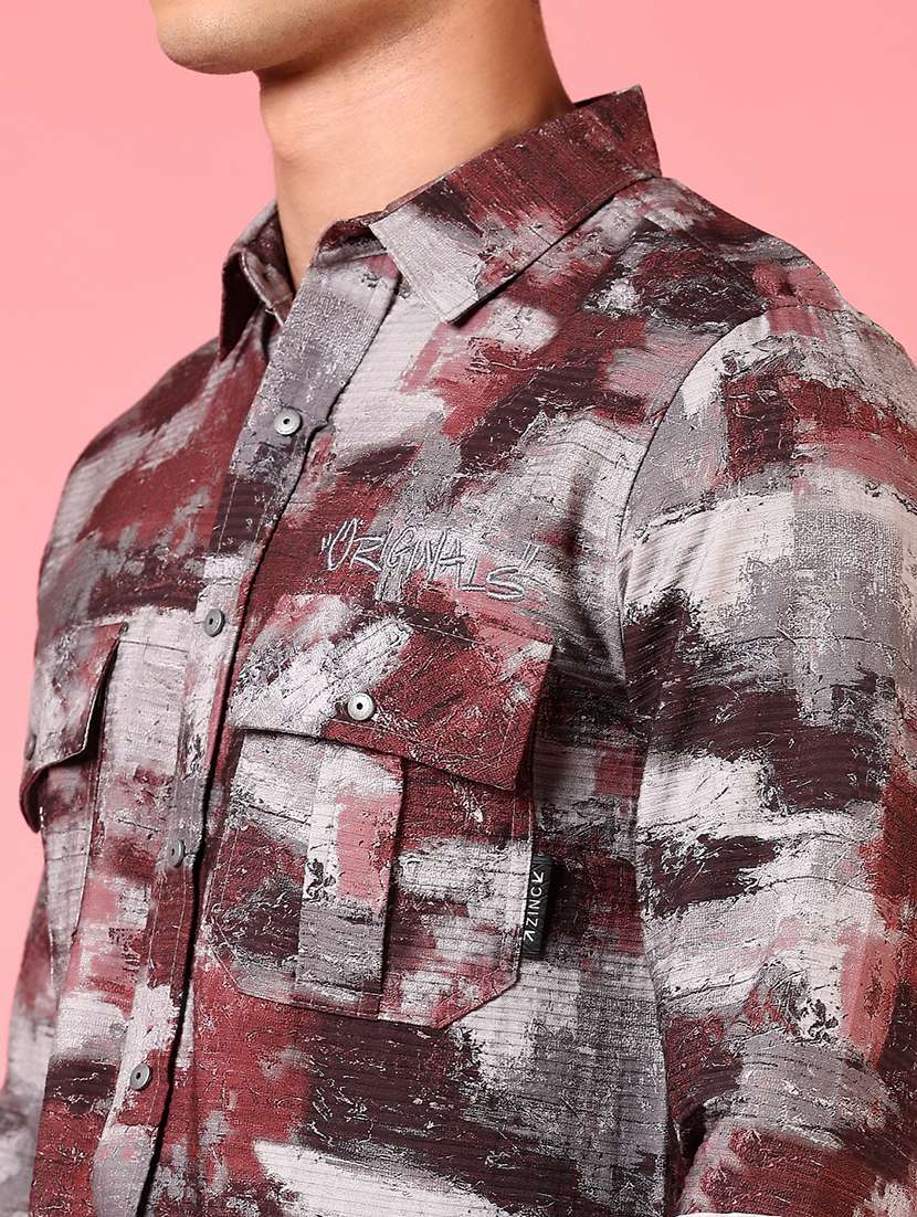men printed long sleeve slim fit casual shirt - 21749739 -  Standard Image - 5