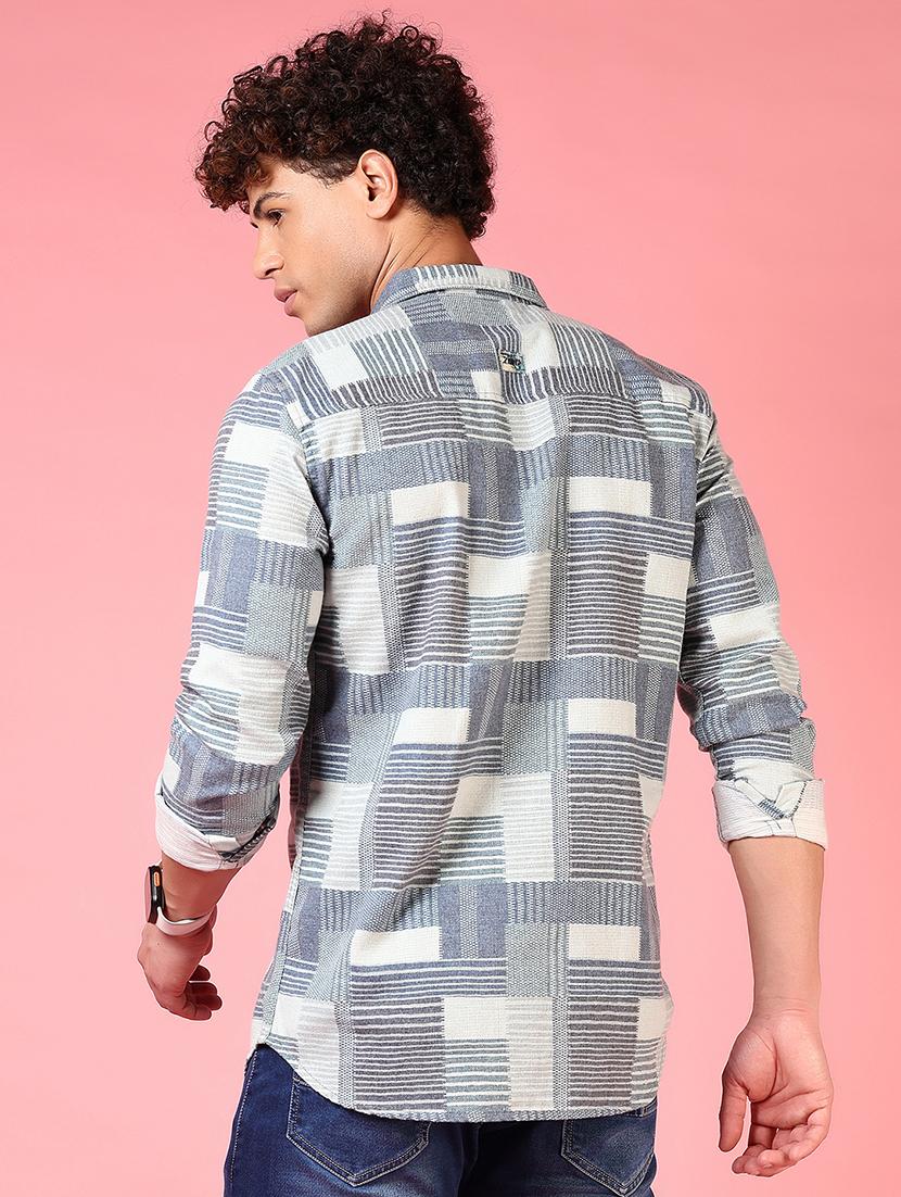 men printed long sleeve slim fit casual shirt - 21749740 - Standard Image - 3