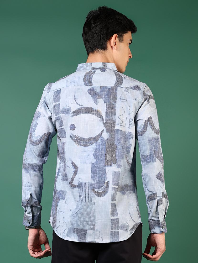 men printed long sleeve slim fit casual shirt - 21749741 - Standard Image - 3