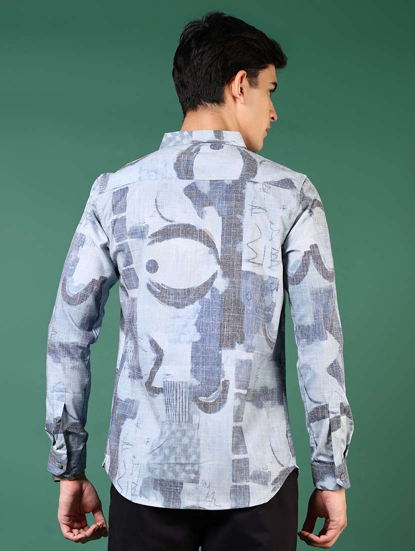 men printed long sleeve slim fit casual shirt - 21749741 -  Standard Image - 3