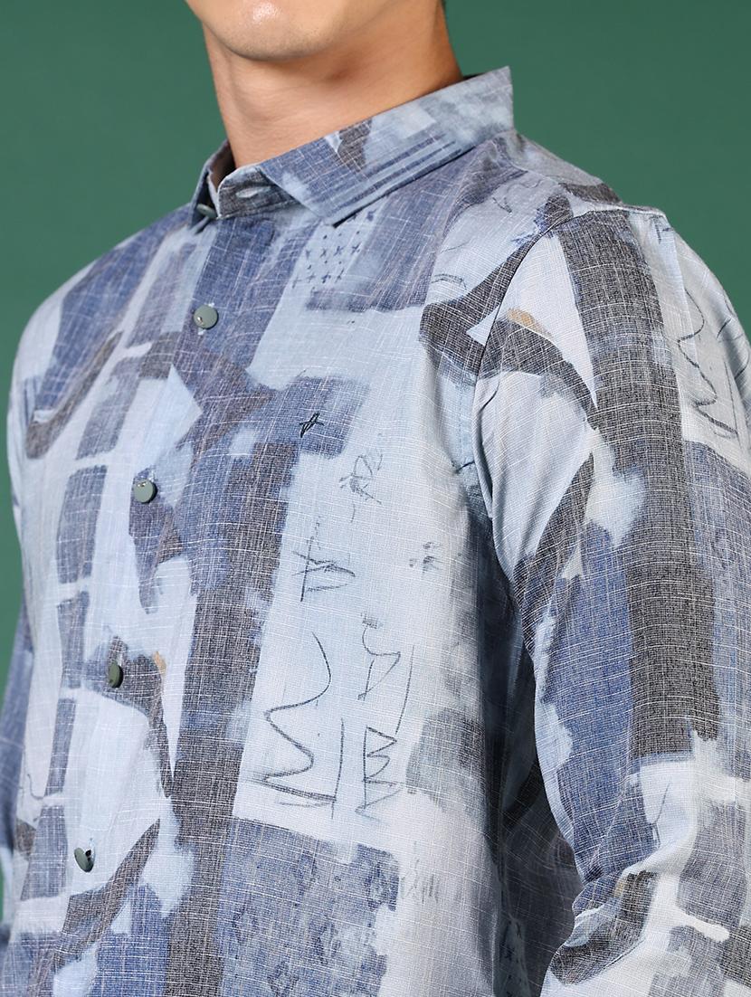 men printed long sleeve slim fit casual shirt - 21749741 - Standard Image - 5