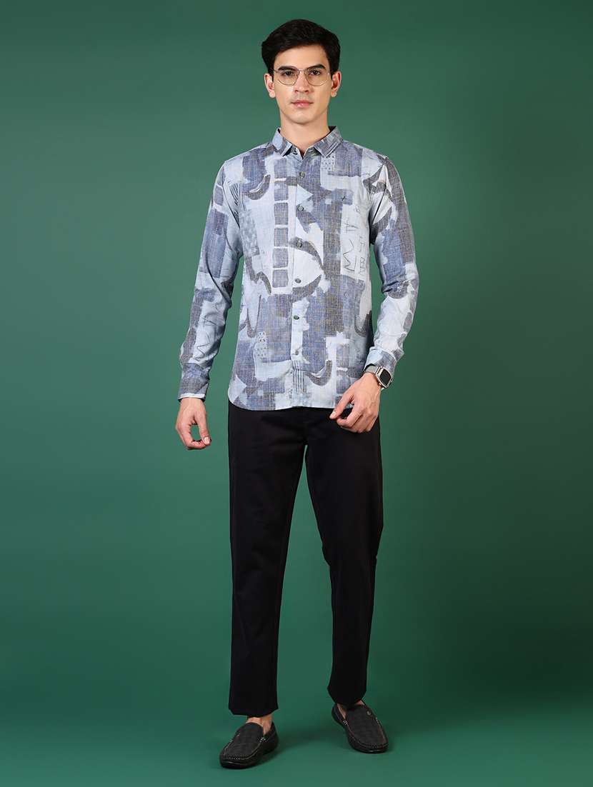 men printed long sleeve slim fit casual shirt - 21749741 -  Standard Image - 5