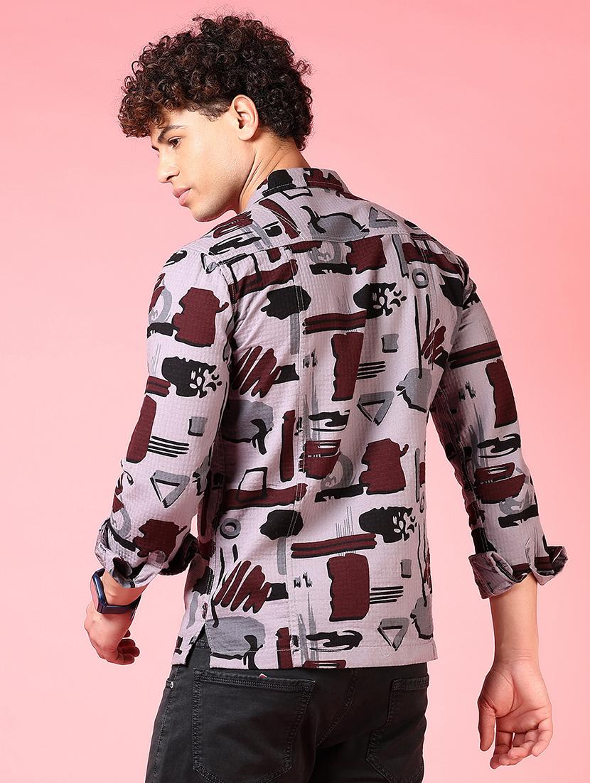 men printed long sleeve slim fit casual shirt - 21749756 - Standard Image - 3