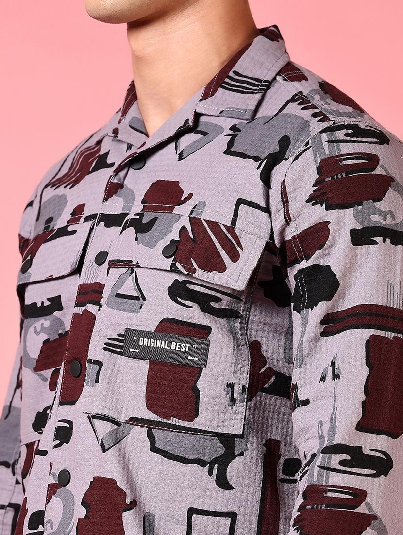 men printed long sleeve slim fit casual shirt - 21749756 - Standard Image - 5
