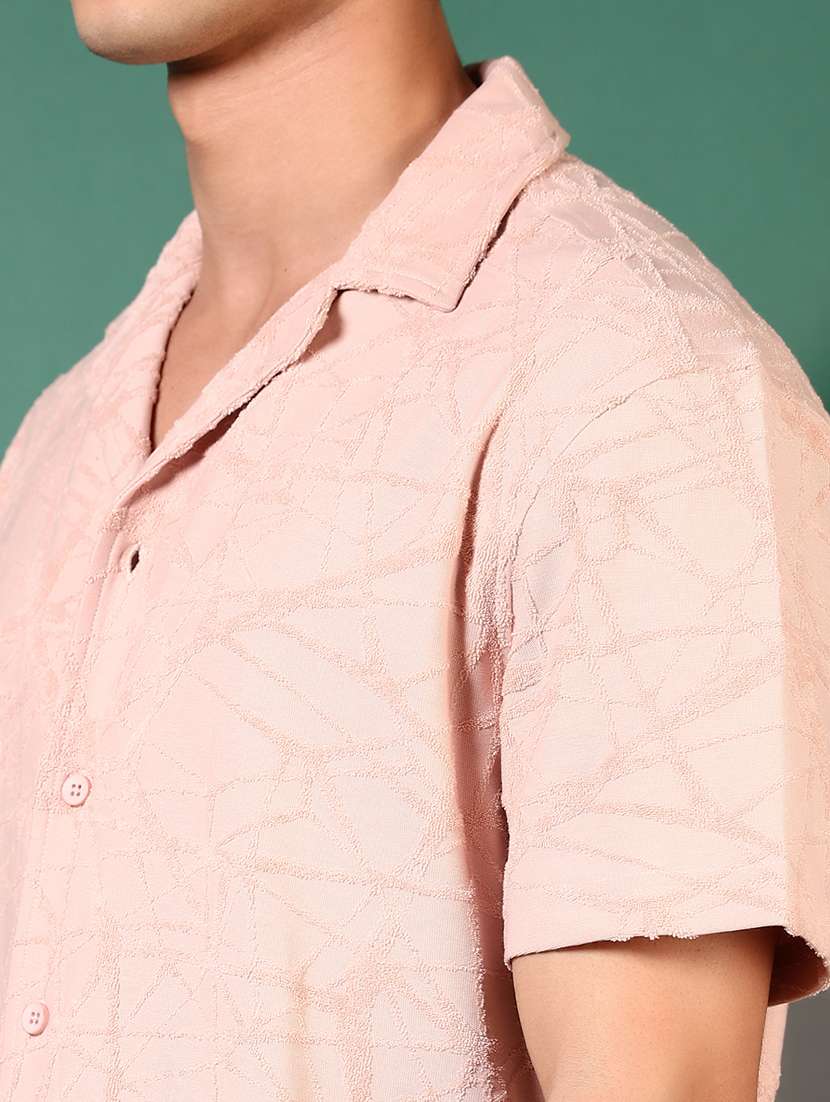 men self design short sleeve loose fit casual shirt - 21749759 -  Standard Image - 5