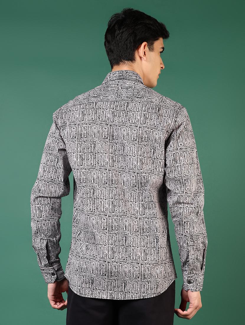 men printed long sleeve regular fit casual shirt - 21749764 - Standard Image - 3