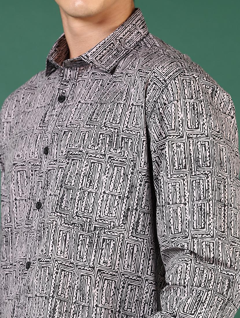 men printed long sleeve regular fit casual shirt - 21749764 - Standard Image - 5