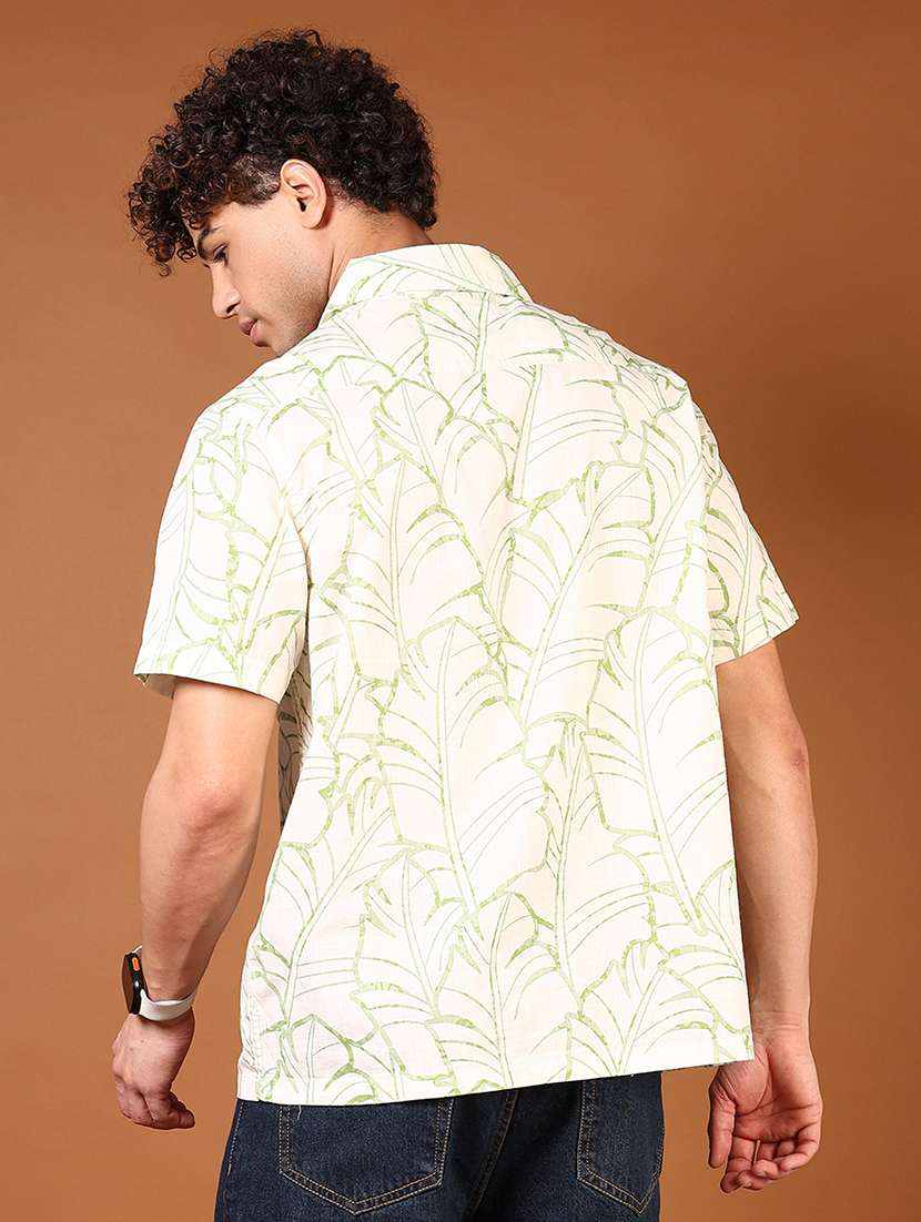 men cuban collared short sleeves casual shirt - 21749770 -  Standard Image - 3