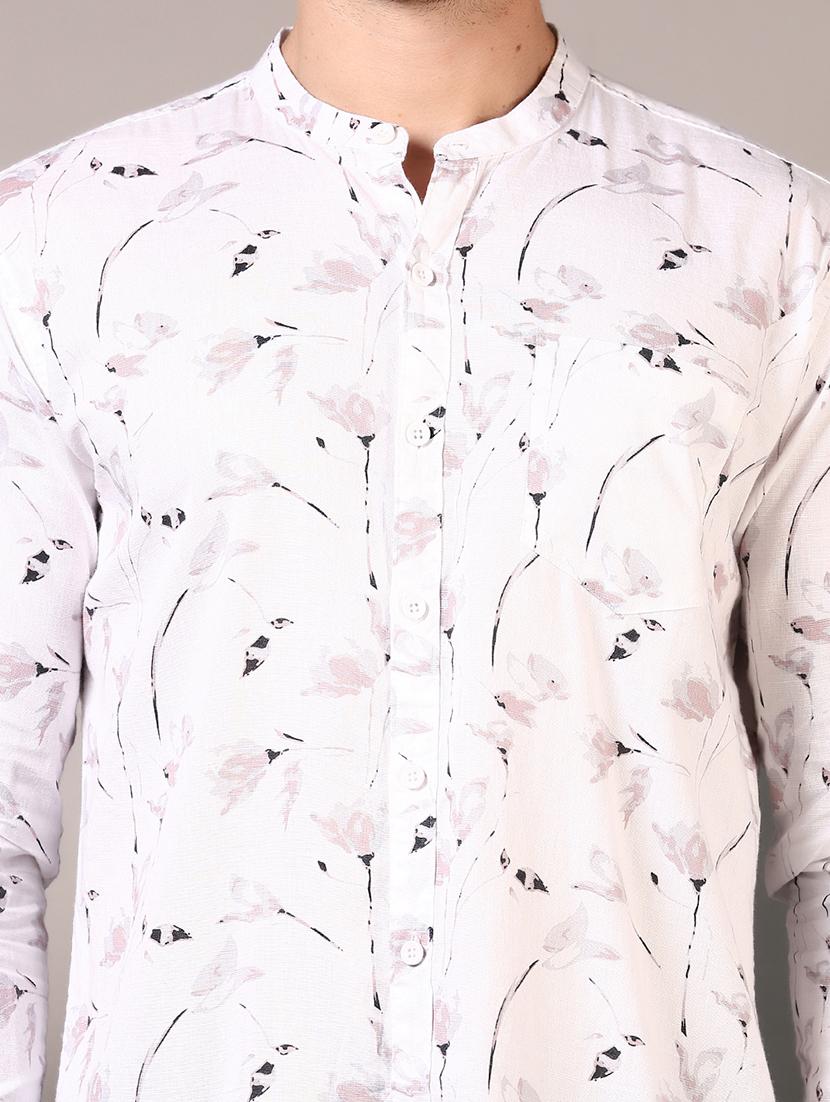men printed mandarin neck long sleeves casual shirt - 21749773 - Standard Image - 5
