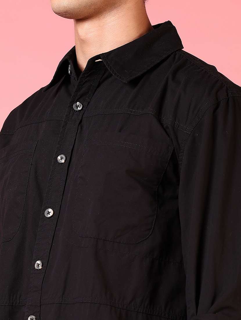 men solid long sleeve regular fit casual shirt - 21749781 - Standard Image - 5