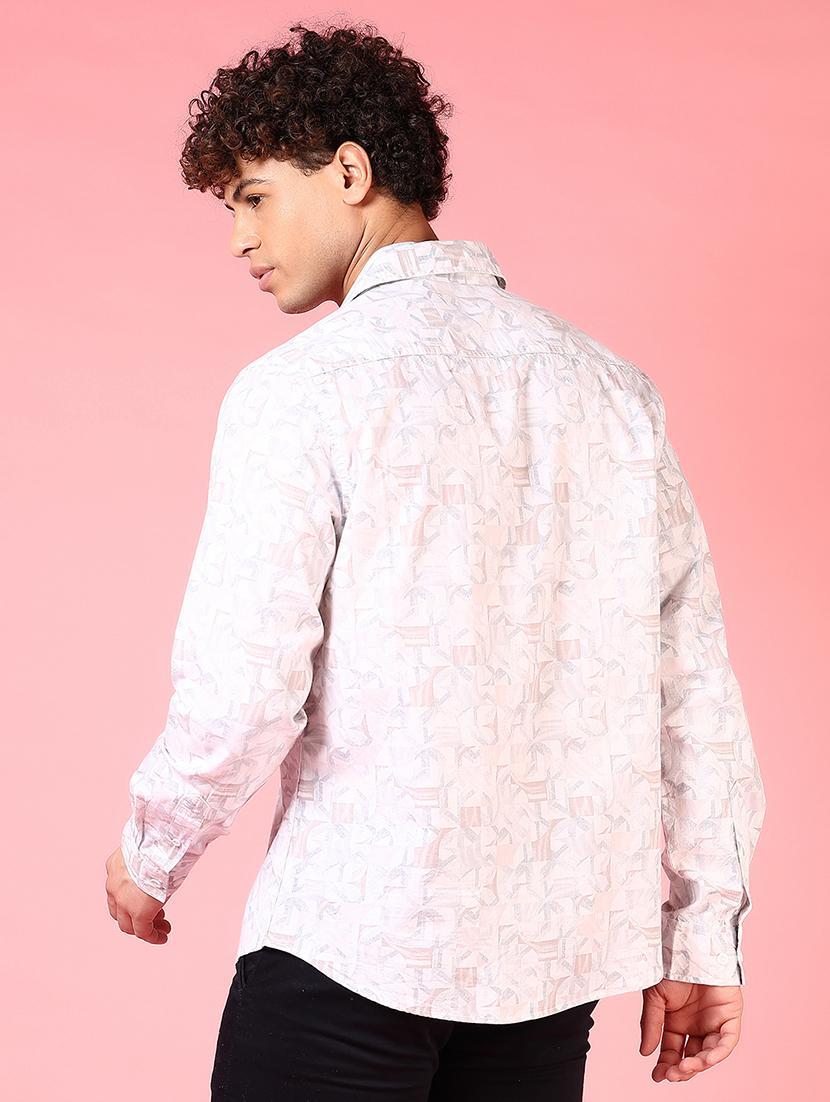 men printed collared long sleeves casual shirt - 21749801 - Standard Image - 3