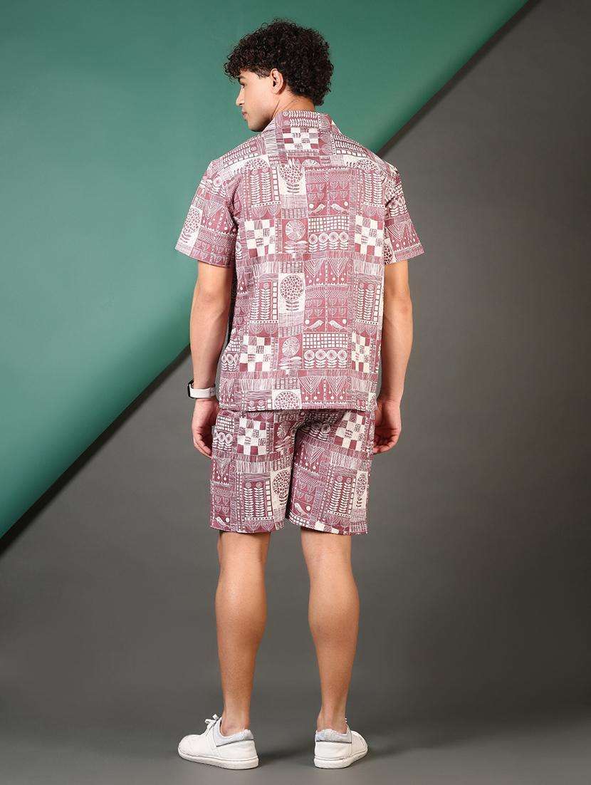 men printed shirt & shorts co-ord set - 21749810 -  Standard Image - 3