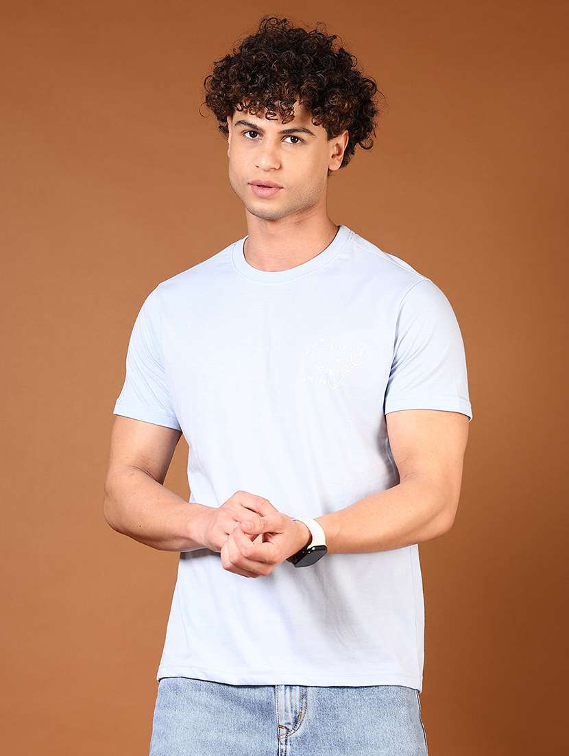 men round neck front & back print t-shirt