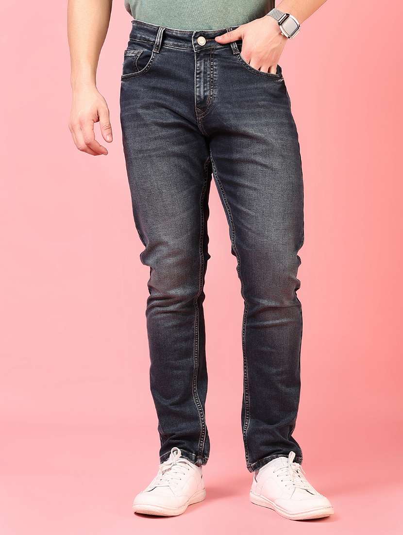 men solid mid rise slim fit jean