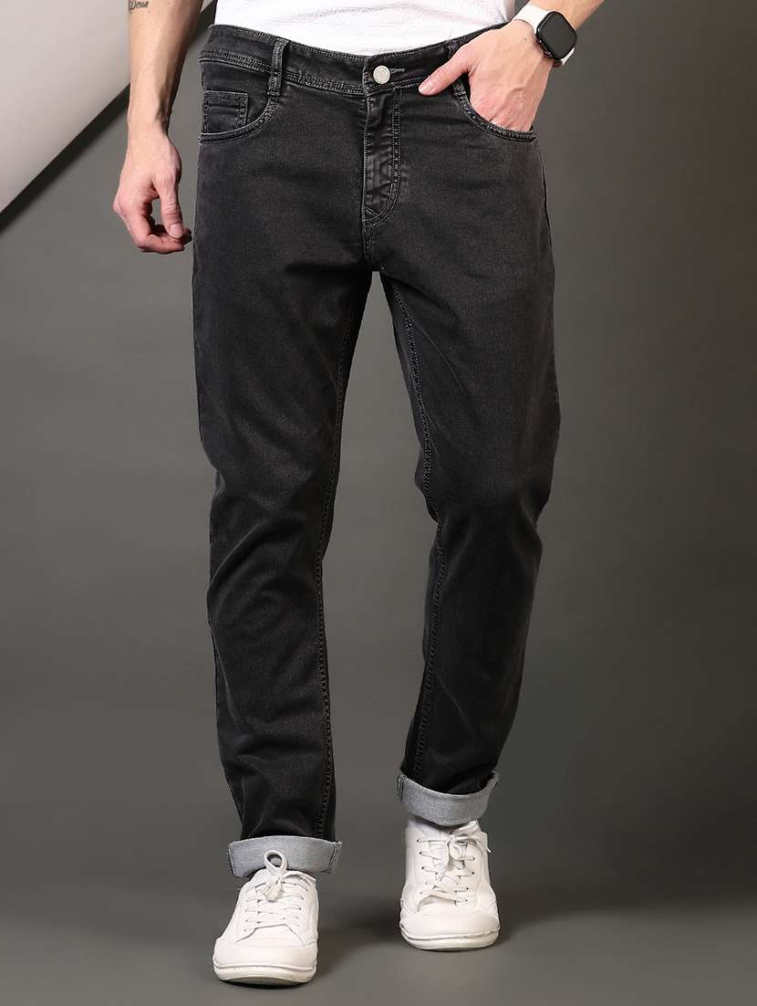 men solid mid rise slim fit jean