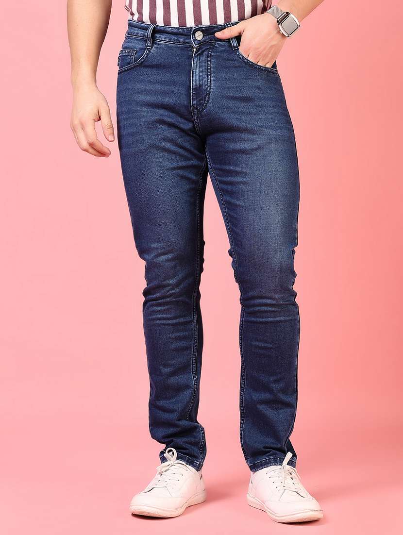 men solid mid rise slim fit jean