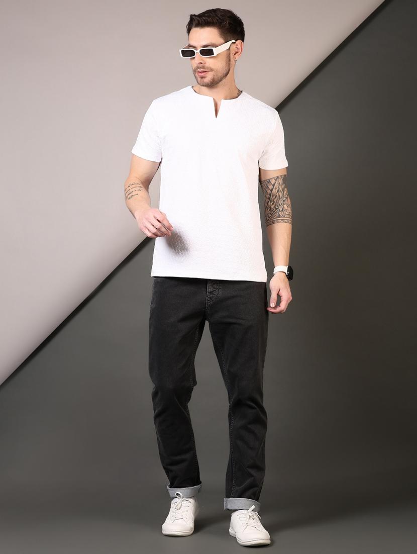 men textured round neck short sleeves t-shirt - 21749907 - Standard Image - 3