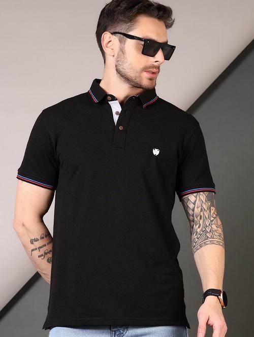 men solid short sleeve regular fit polo t-shirt - 21749910 - Standard Image - 0