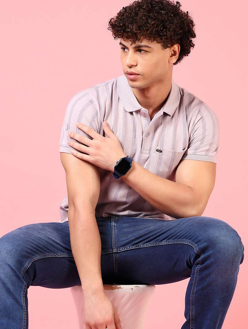 men striped short sleeve regular fit polo t-shirt - 21749942 -  Standard Image - 3