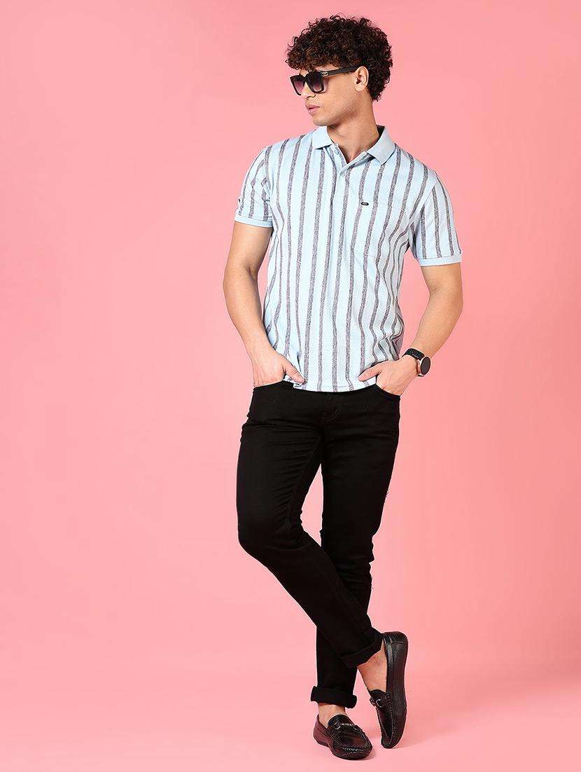 men striped short sleeve regular fit polo t-shirt - 21749943 -  Standard Image - 3