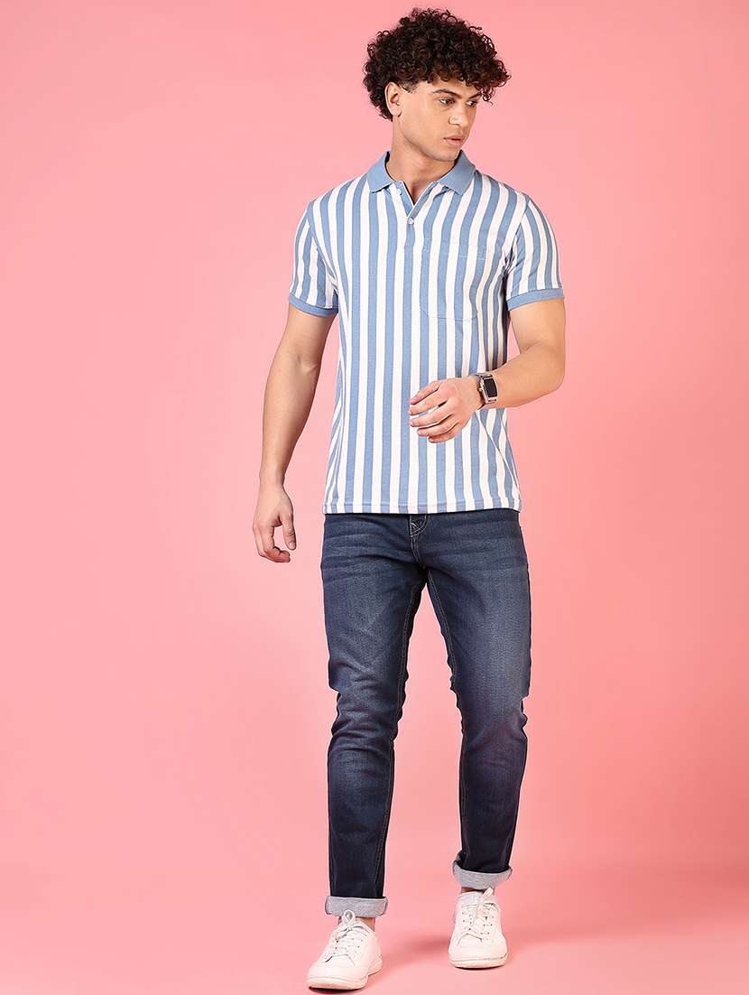 men striped short sleeve regular fit polo t-shirt - 21749955 - Standard Image - 3