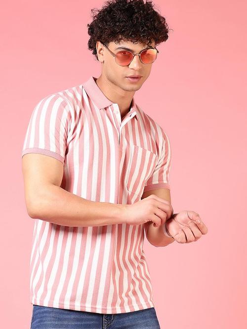 men striped short sleeve regular fit polo t-shirt - 21749961 - Standard Image - 0