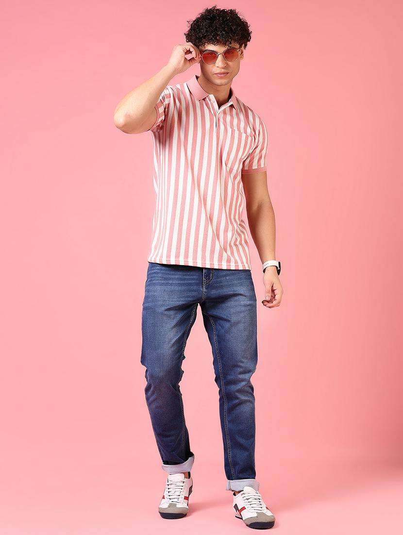 men striped short sleeve regular fit polo t-shirt - 21749961 - Standard Image - 3