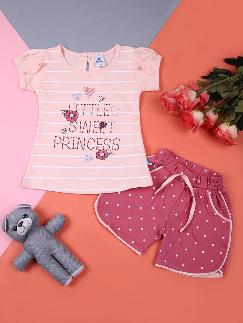girls printed shorts & top co-ord set - 21749985 - Zoom Image - 0