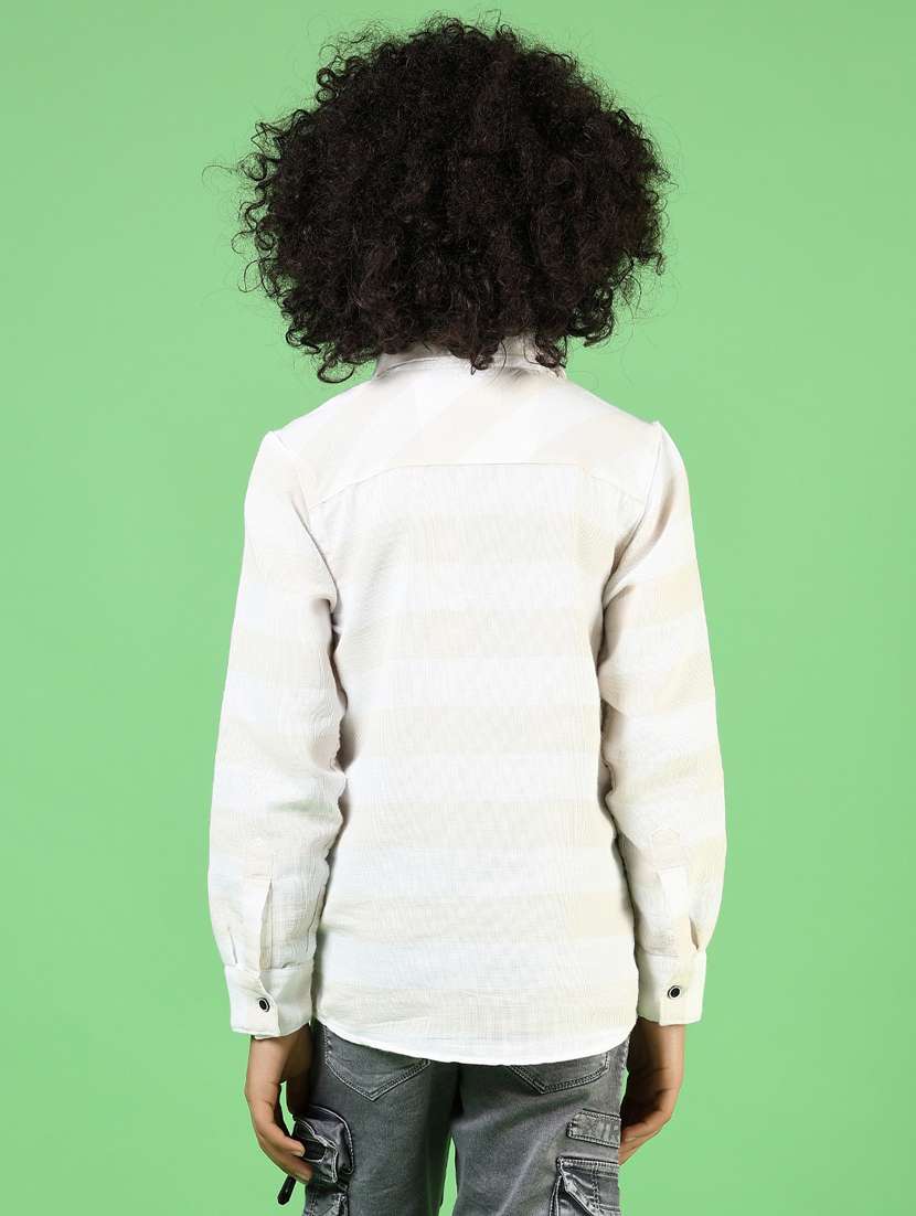 boys white striped long sleeve casual shirt - 21750004 - Standard Image - 3