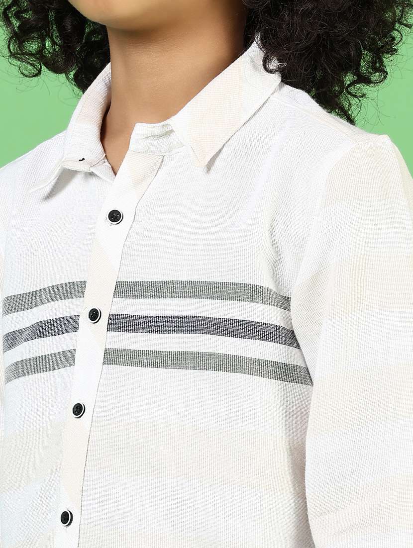 boys white striped long sleeve casual shirt - 21750004 - Standard Image - 5