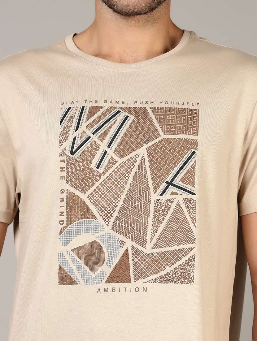 men front print round neck regular fit t-shirt - 21750031 -  Standard Image - 3