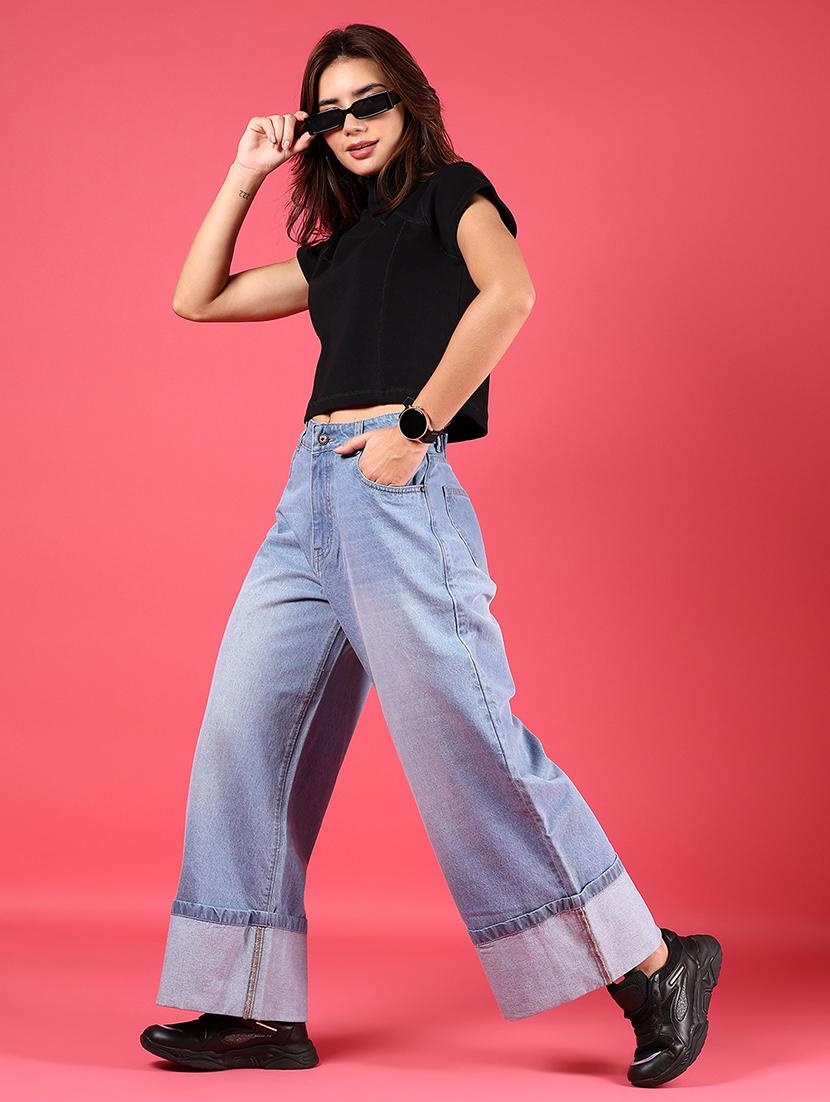 women black solid mock neck crop top - 21750048 - Standard Image - 5