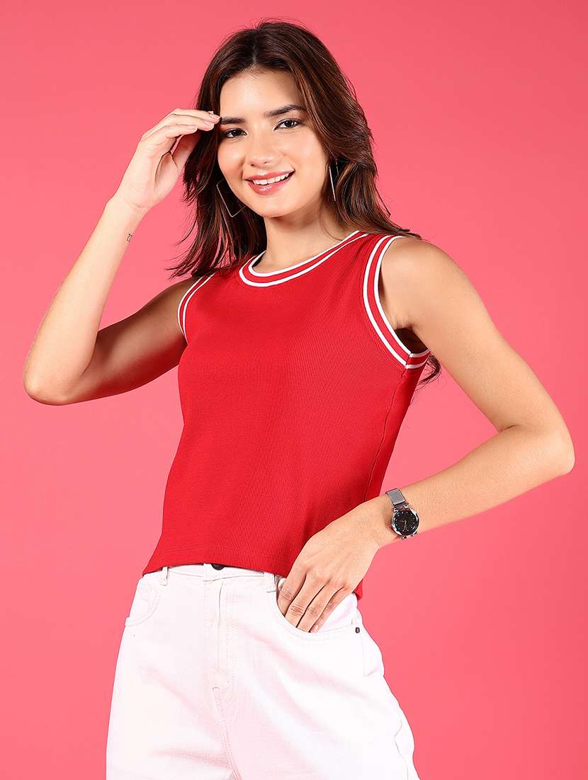women solid sleeveless regular top - 21750051 - Standard Image - 3