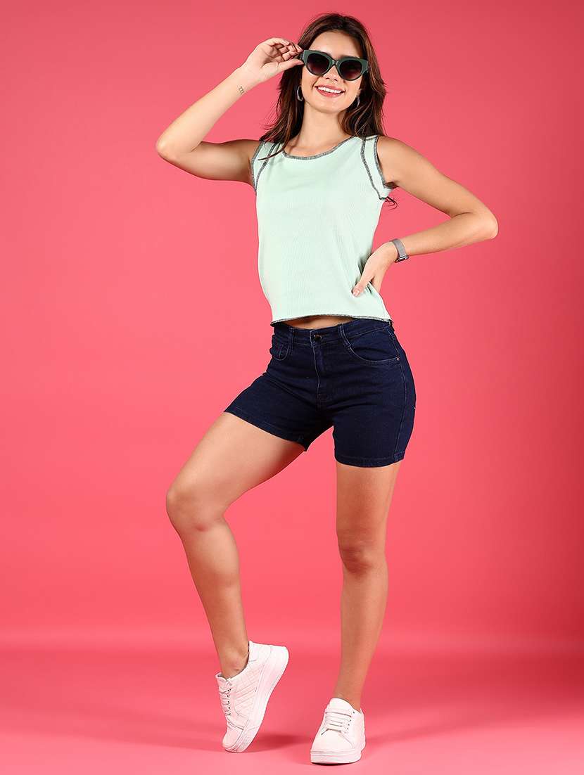 women ai aqua solid round neck top - 21750053 -  Standard Image - 5