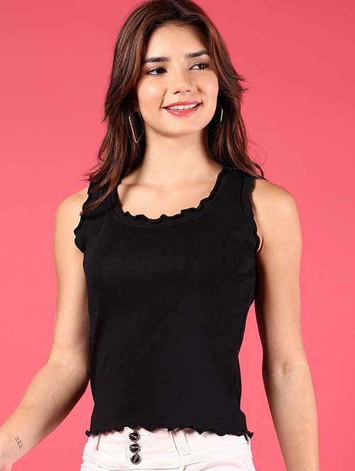 women solid sleeveless regular top - 21750056 - Standard Image - 0