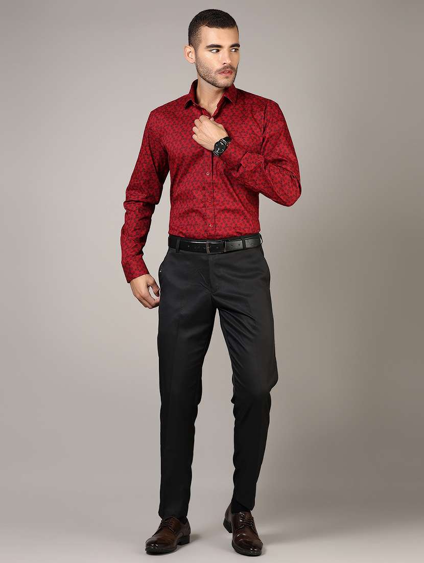 men printed long sleeve regular fit formal shirt - 21750078 - Standard Image - 3