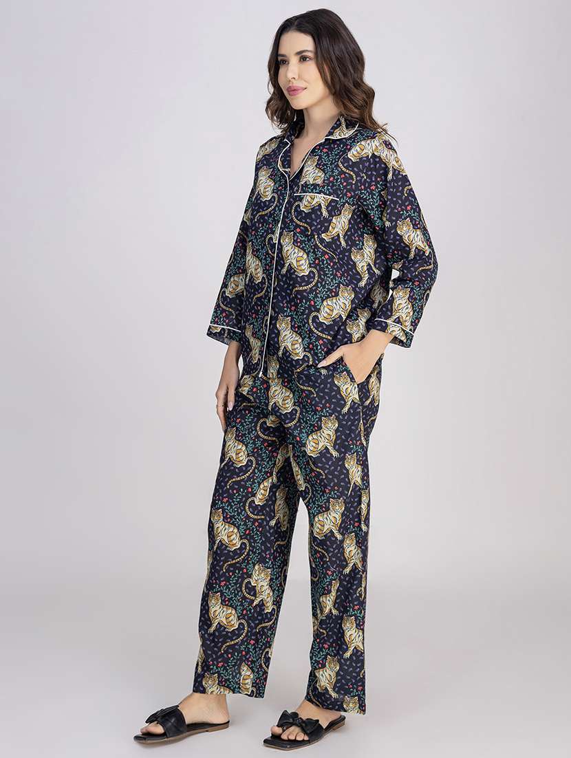 women printed nightwear pyjama set - 21750129 -  Standard Image - 3