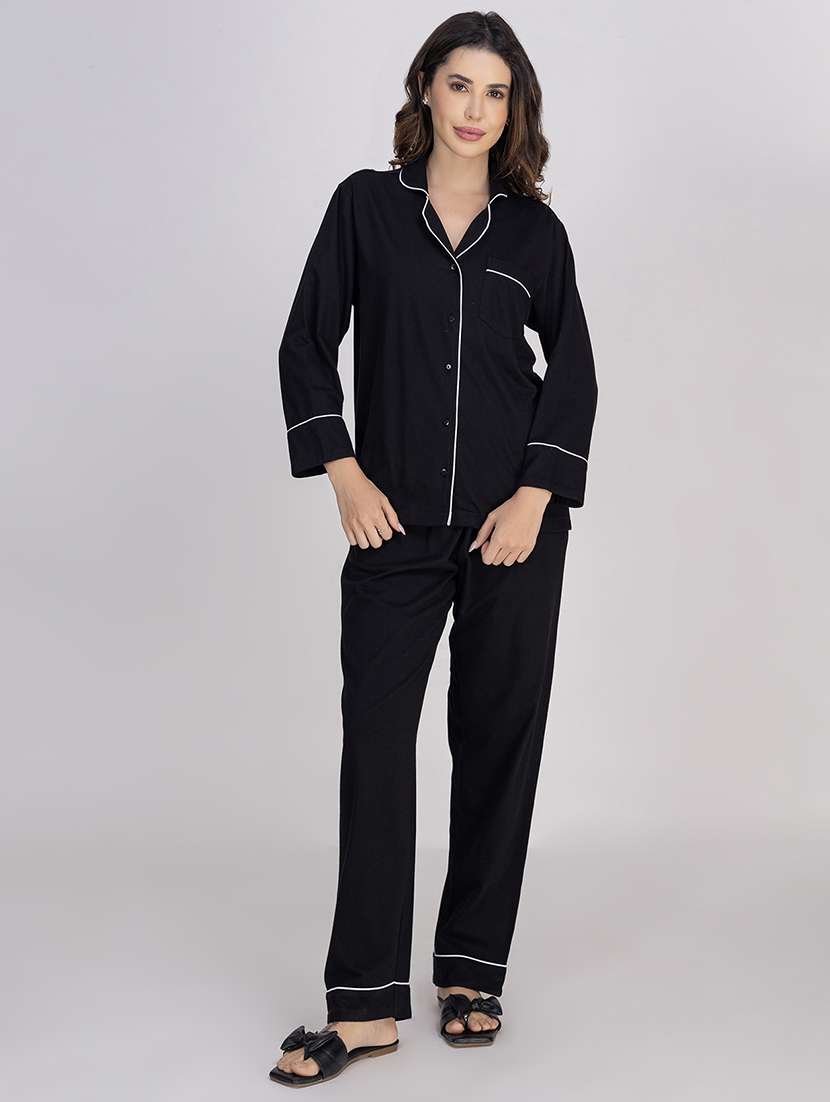 women solid nightwear pyjama set  - 21750131 -  Zoom Image - 0