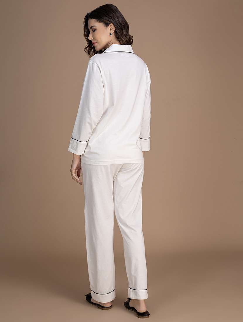 women solid nightwear pyjama set - 21750132 -  Standard Image - 3