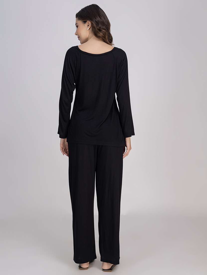 women solid nightwear pyjama set - 21750136 -  Standard Image - 3