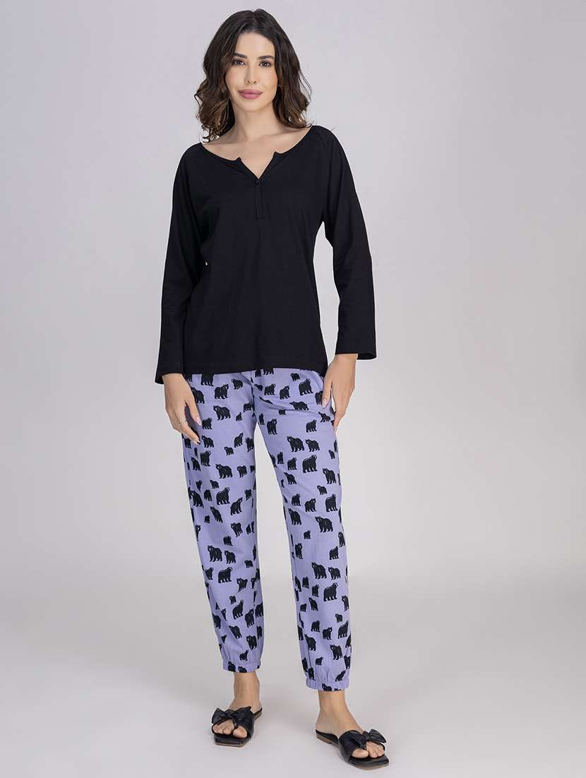 women printed nightwear pyjama set